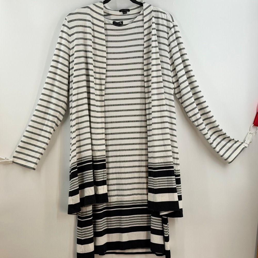 J. Jill Coastal Grandma Nautical Stripe Dress Cardigan Set Women M Travel Set - Picture 3 of 12